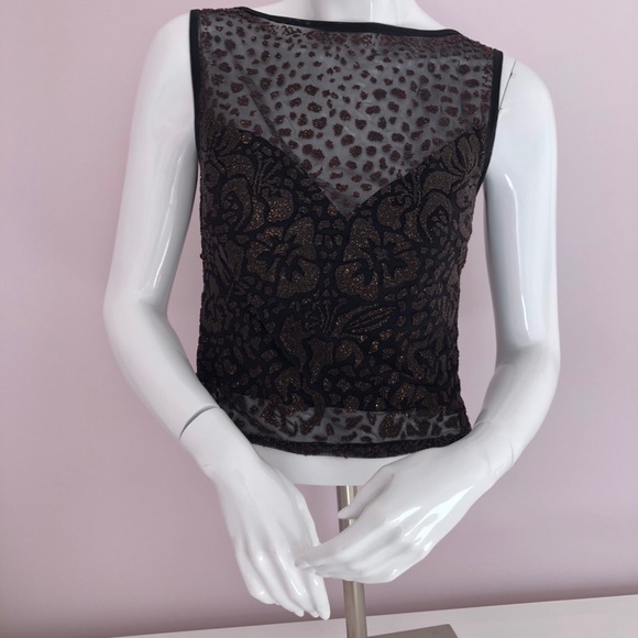 Todashi Shoji Beaded Mesh Sleeveless Evening Top - Picture 7 of 14